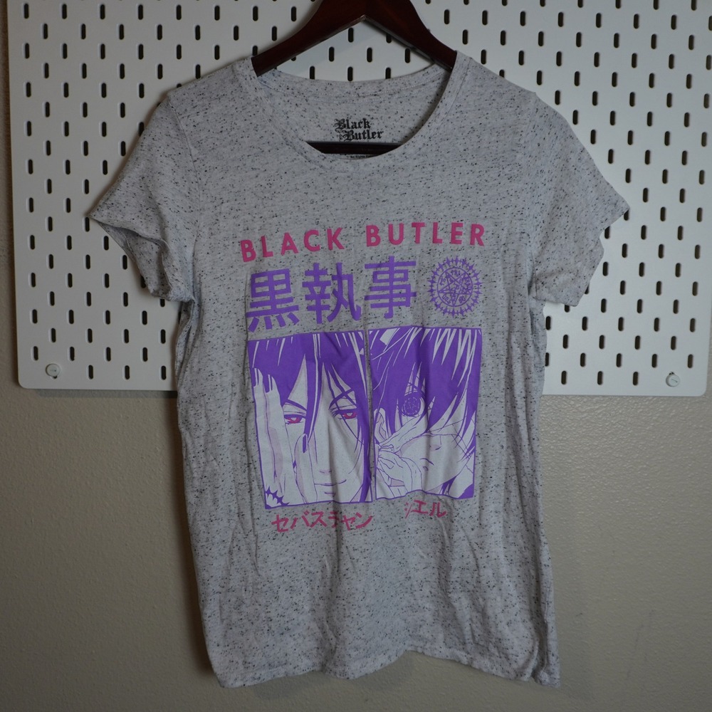 Black Butler Anime T Shirt Graphic Print Short Sleeve Crew Neck‎ Size L